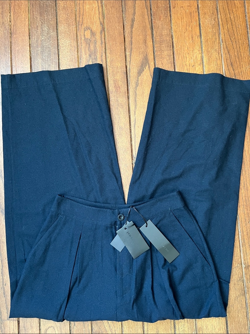 Jenni Kayne Navy Relaxed Trousers in Raw Silk Size 6 NWT New With Tags